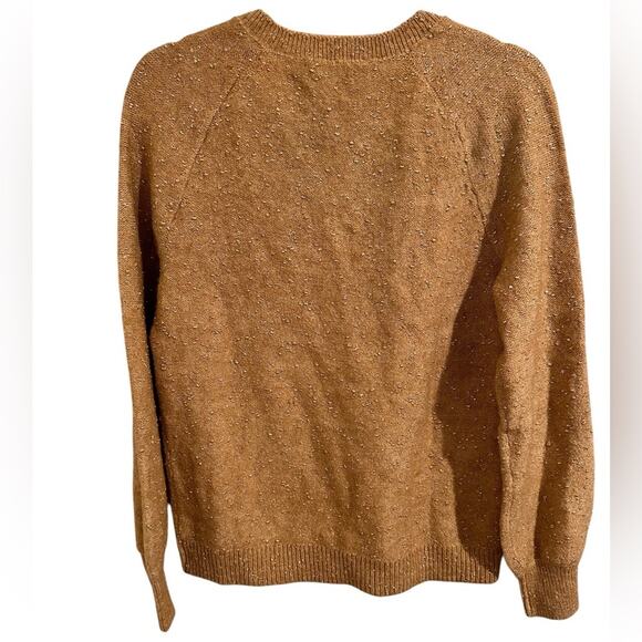 Loft Gold Speckled Camel V-Neck Sweater NWOT, size S - Picture 7 of 7